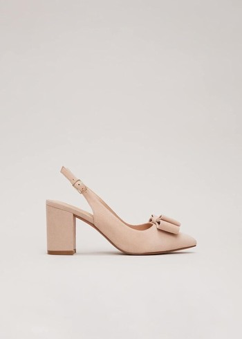 Phase Eight Bow Front Slingback Block Heels Cream Canada | QTDMIG-985